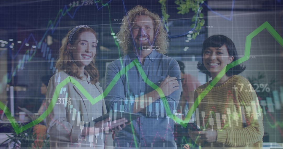 Diverse Business Team Analyzing Financial Growth Trends