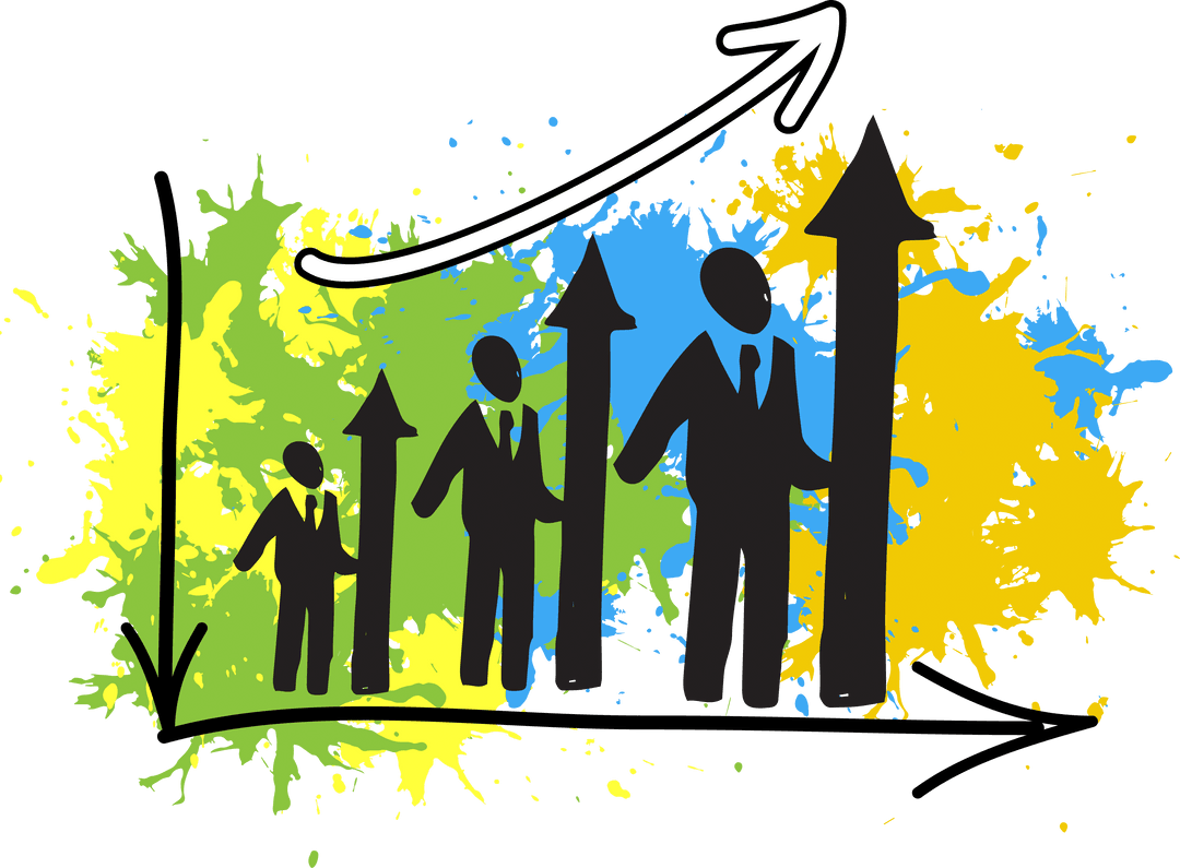 Dynamic Chart Illustration Symbolizing Business Growth on a Transparent Background