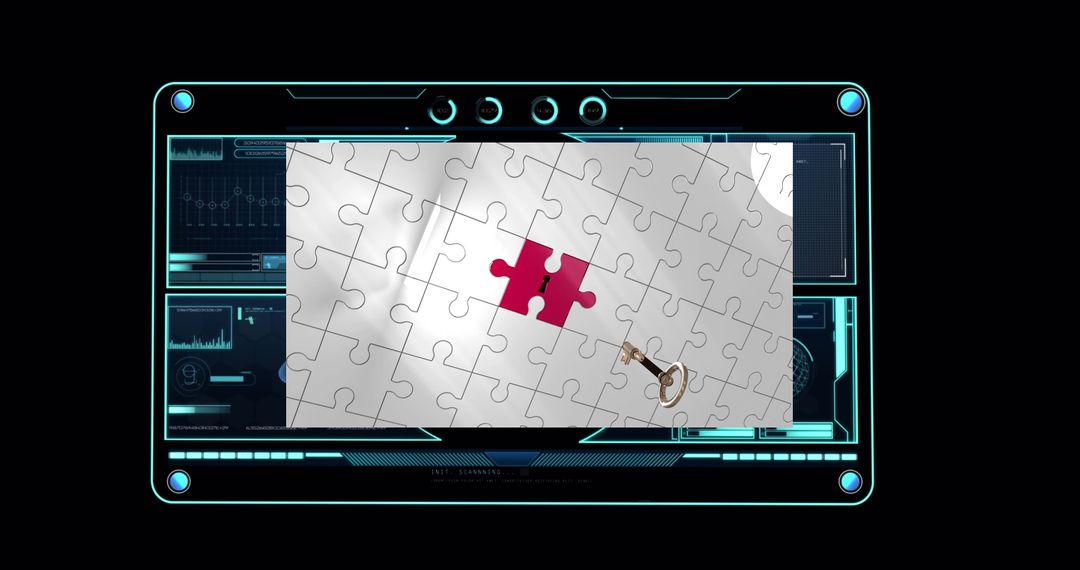 Futuristic Interface with Puzzle and Data Integration