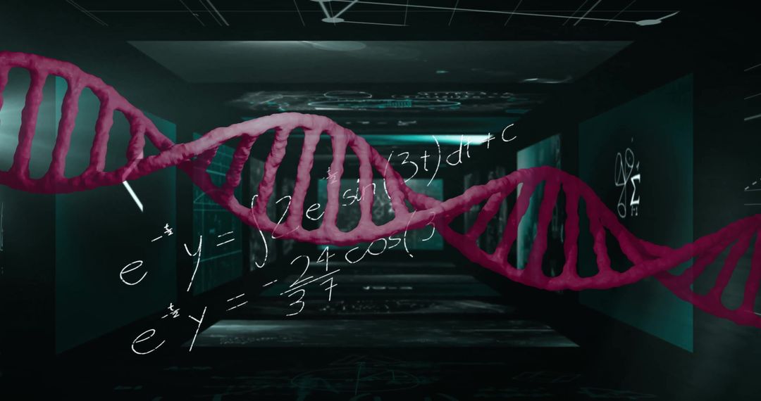 Digital DNA Strand Overlaying Mathematical Equations for Biotechnology