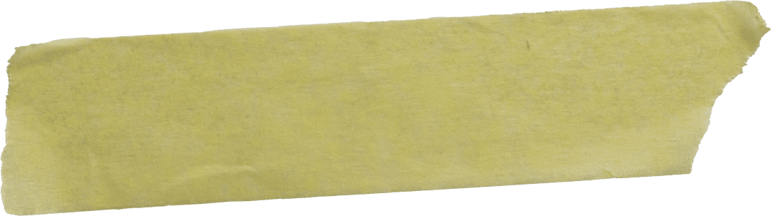 Yellow Adhesive Tape Piece on Transparent Background