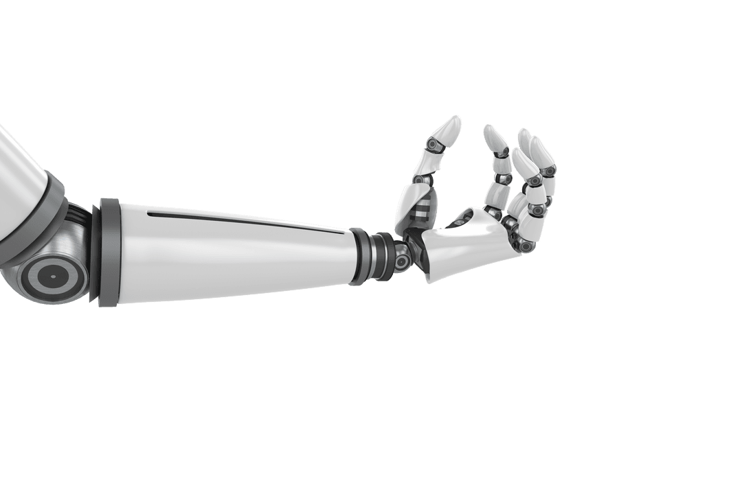 Sleek Robotic Hand Outstretched on Transparent Background