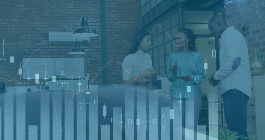 Financial Analysis Meeting with Digital Interface and Market Data