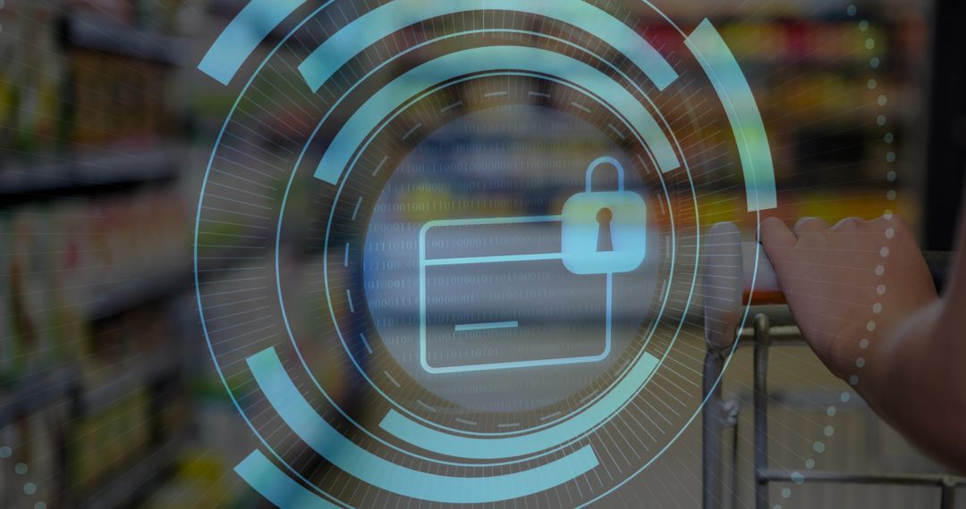 Digital Security Overlay on Supermarket Shopping Scene