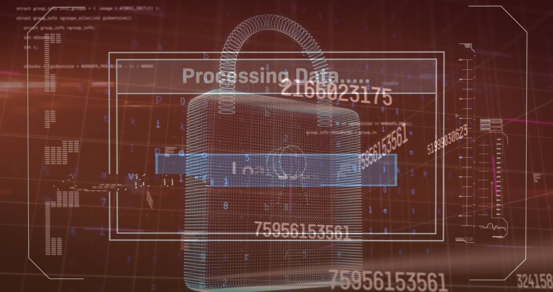 Futuristic Digital Lock with Data Processing Interface