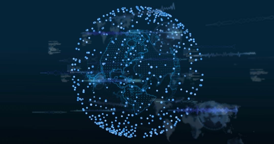 Global Digital Network with Data Points on Virtual Globe
