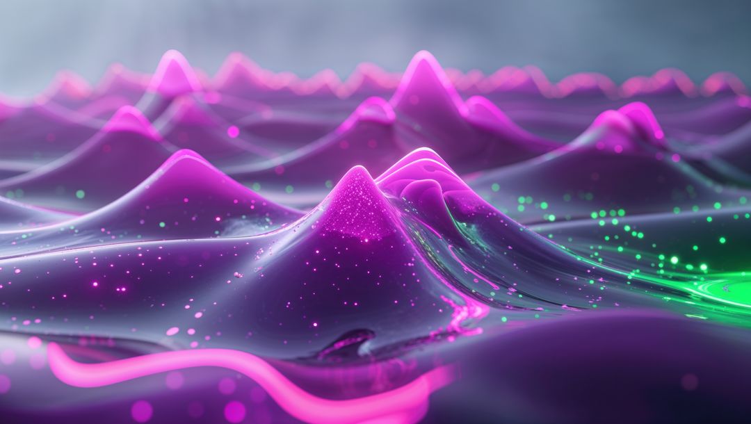 Futuristic Neon Peaks Under Starry Digital Sky