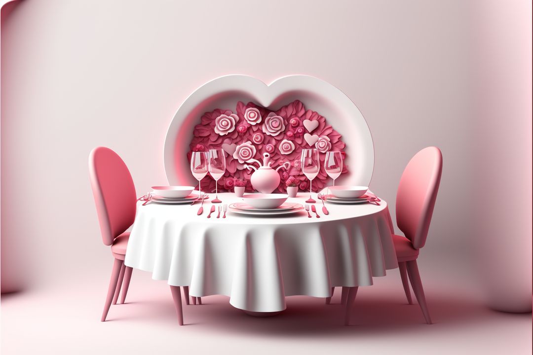 Table and pink chairs with hearts on pink background, created using generative ai technology - Free Images, Stock Photos and Pictures on Pikwizard.com
