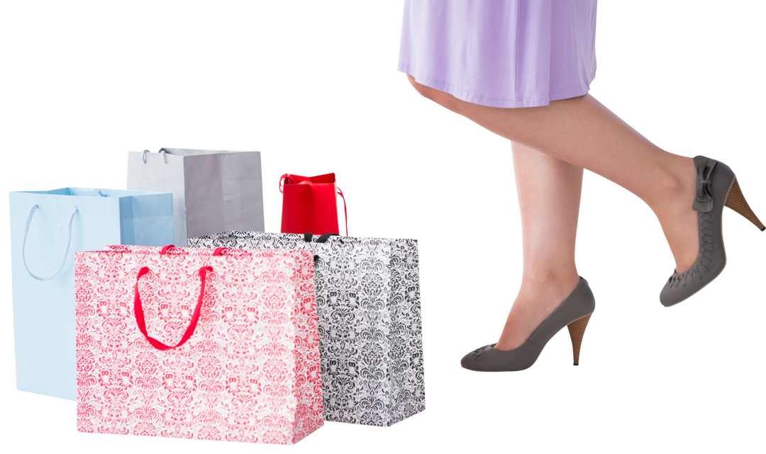 Woman Wearing Heels With Vibrant Shopping Bags on Transparent Background - Download Free Stock Images Pikwizard.com