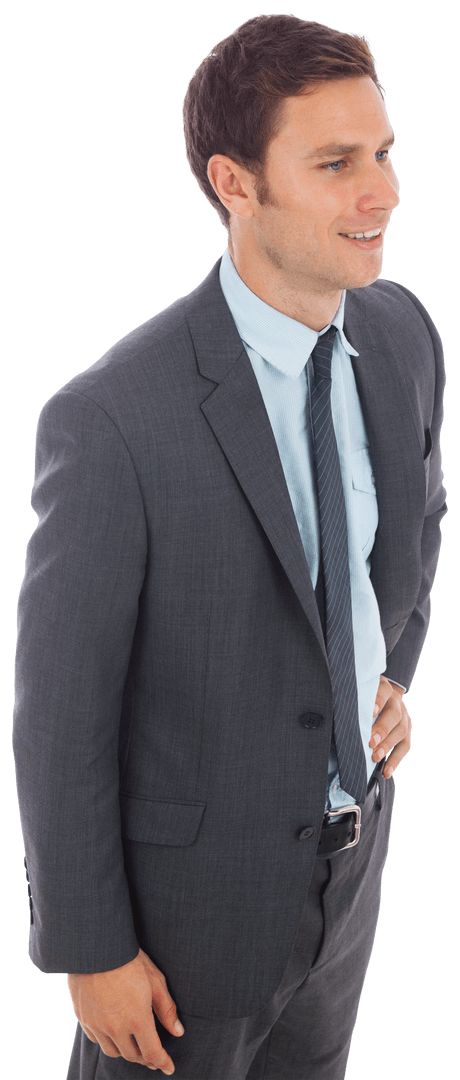 Transparent Businessman in Formal Suit Smiling Confidently