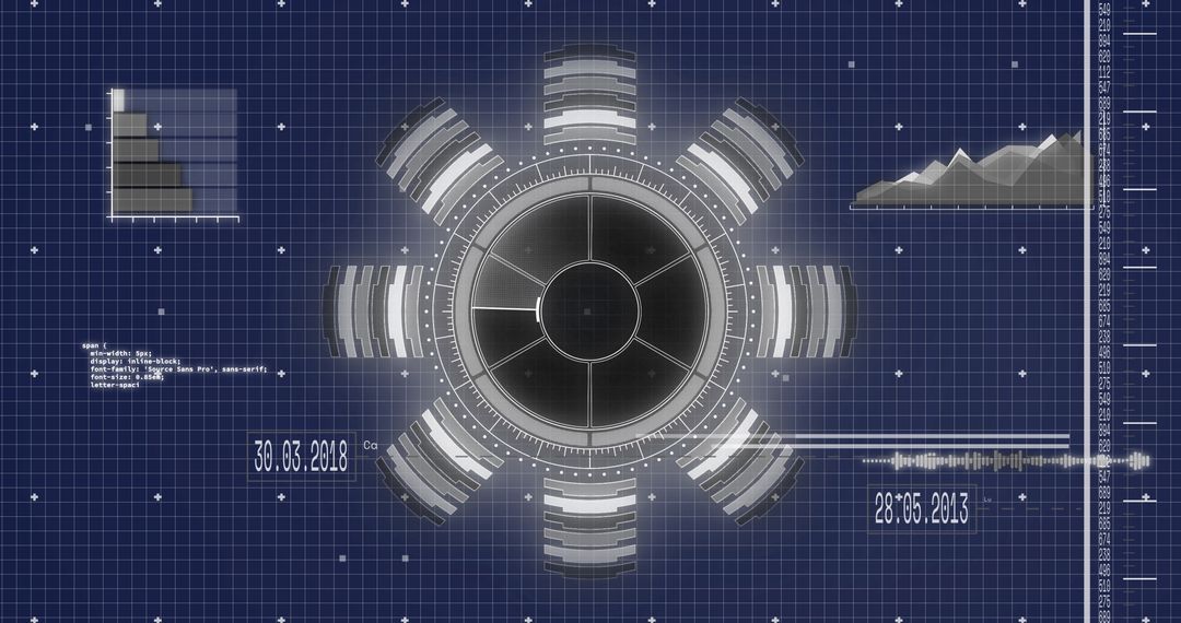 Futuristic digital data interface with analytics charts