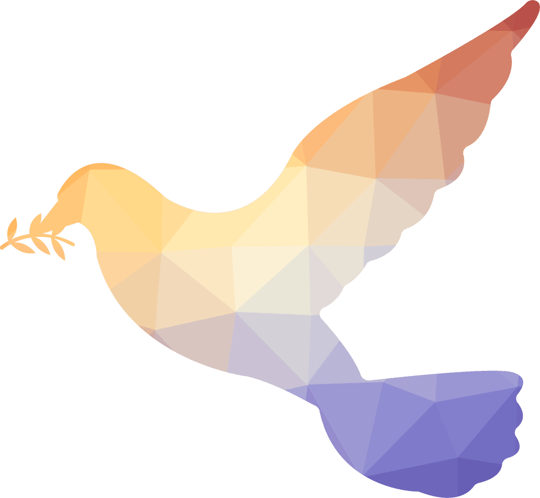 Transparent Peace Dove Symbol in Vibrant Gradient Colors