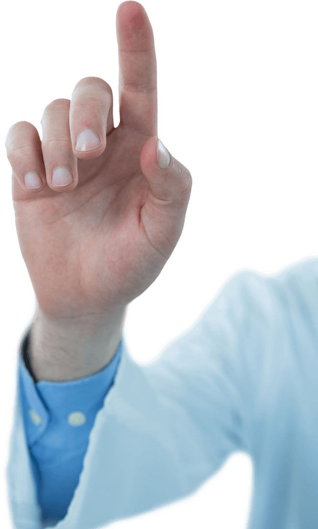 Transparent Touch Gesture by Male Doctor with Raised Finger