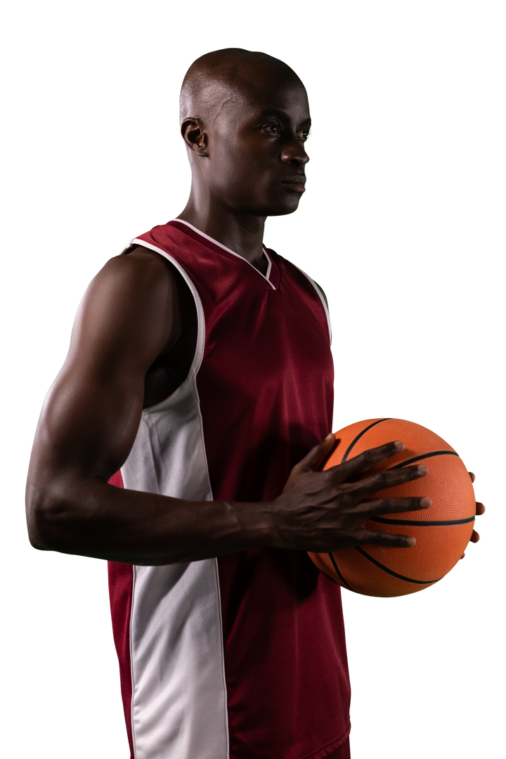 Focus African American Basketball Player with Ball on Transparent Background - Download Free Stock Images Pikwizard.com