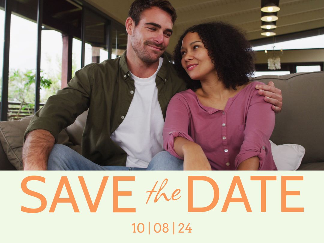 Romantic Save The Date Card with Happy Couple - Download Free Stock Templates Pikwizard.com