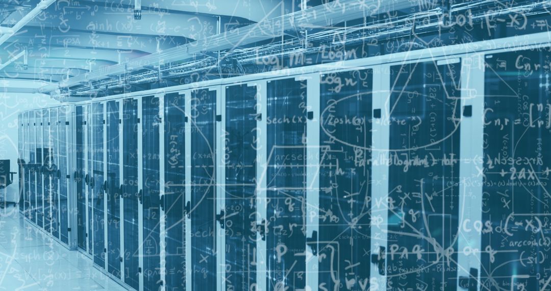 Mathematical Data Overlay on High-Tech Server Room
