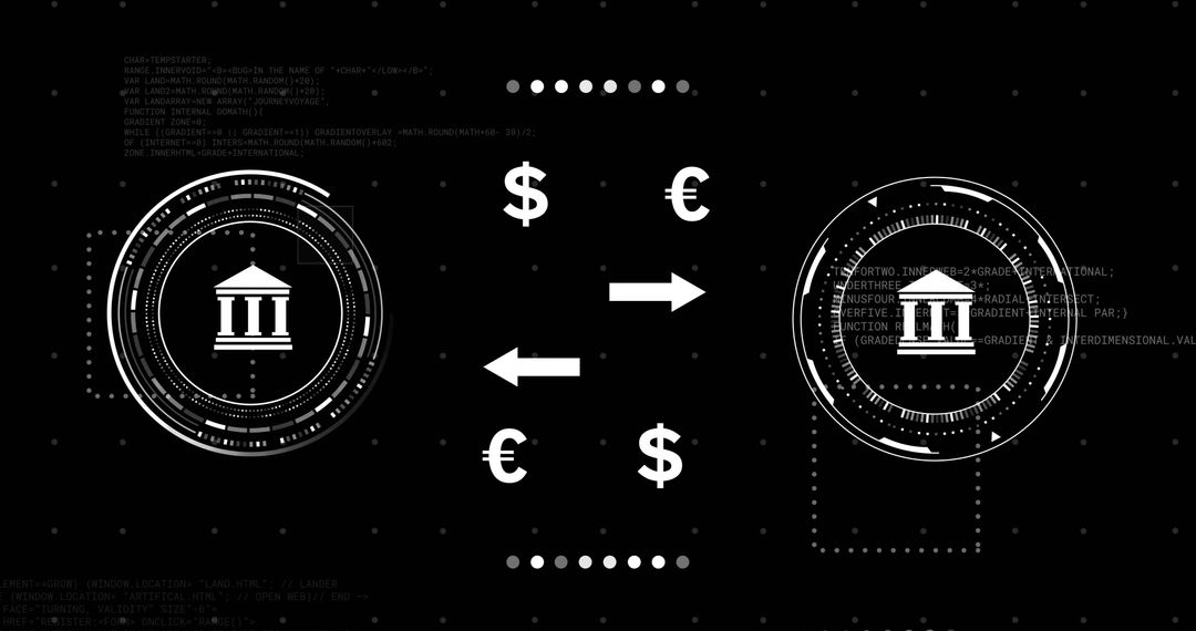 Digital Currency Exchange Infographic with Dollar and Euro Symbols