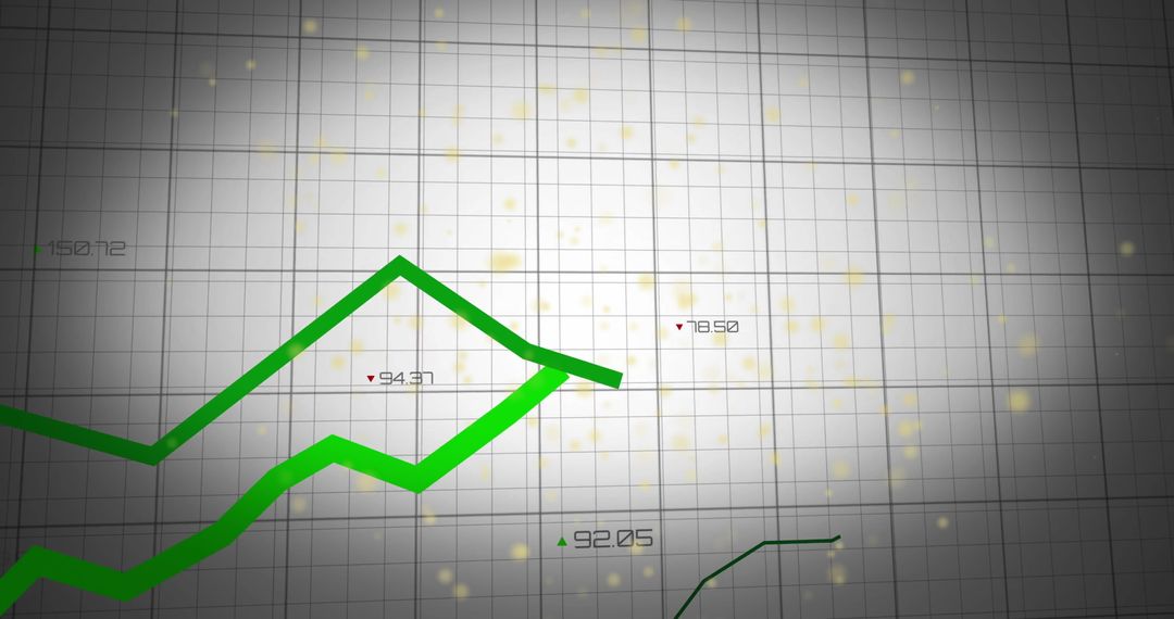 Rising Green Graph on Financial Data Grid Background