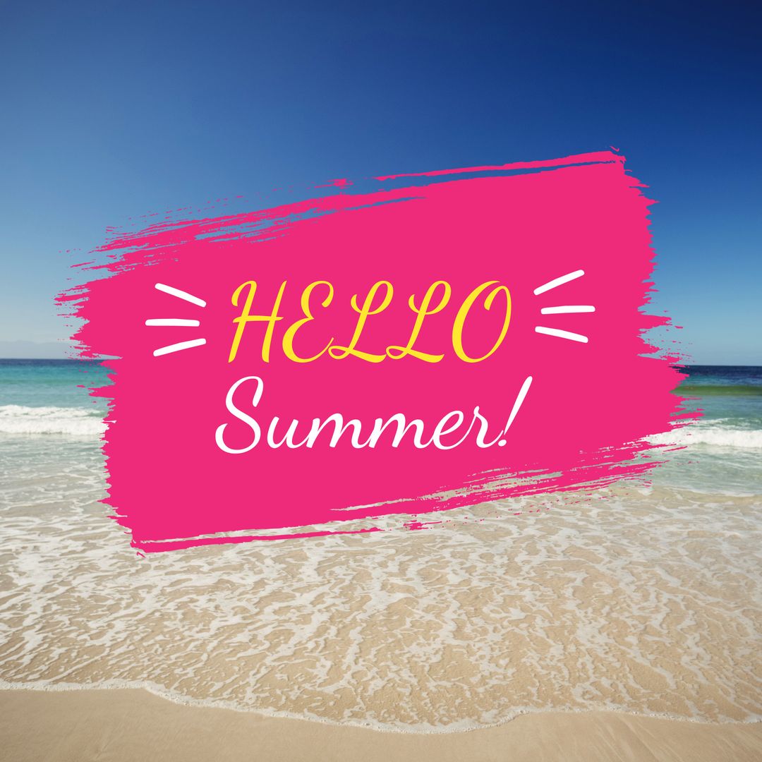 Hello Summer Beach Greetings with Blue Sky and Ocean