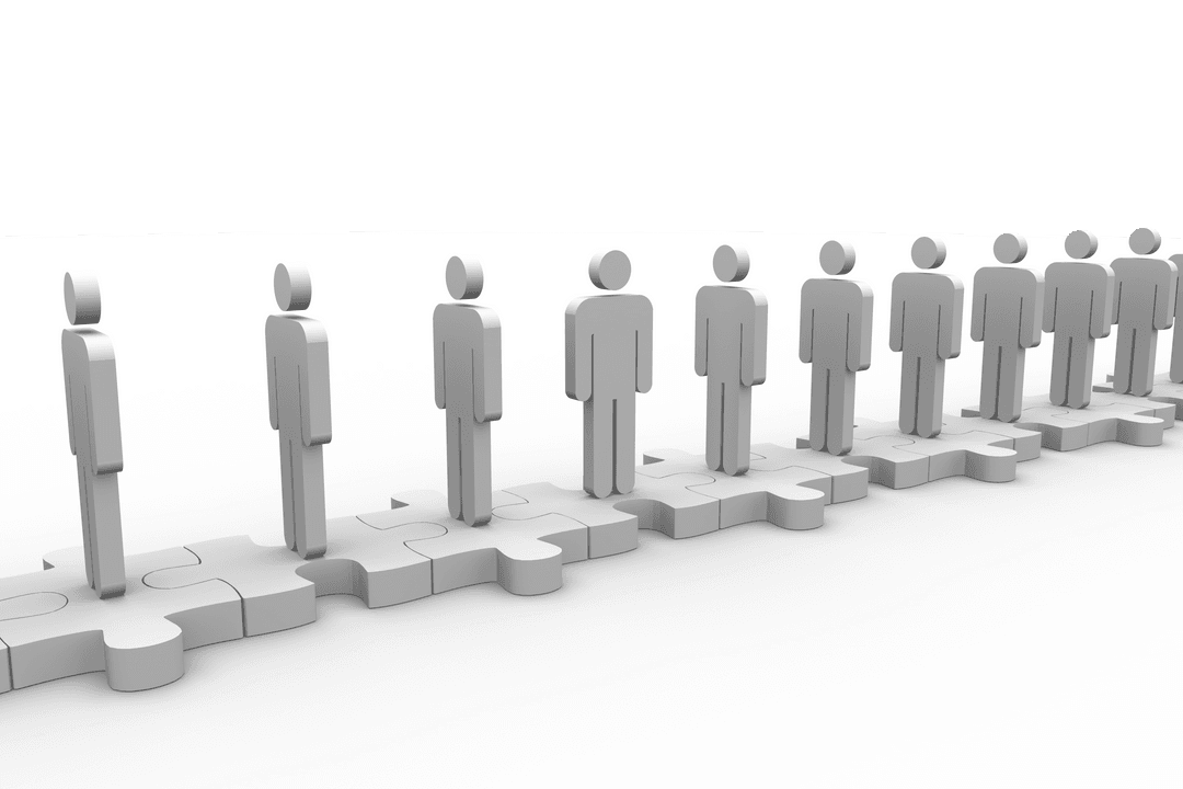 Figures Standing on Puzzle Pieces Transparent Connectivity Image