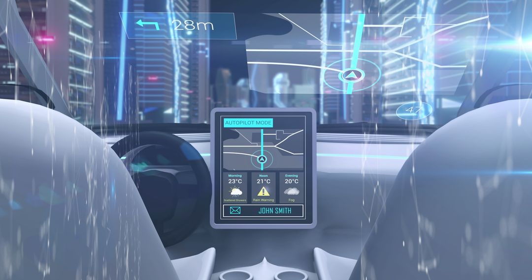 Futuristic Autonomous Car with Digital Dashboard Interface