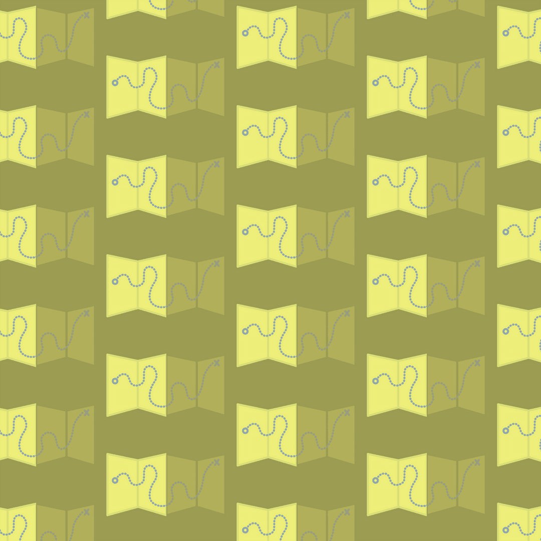 Seamless Transparent Vector Map Pattern on Olive Green Background