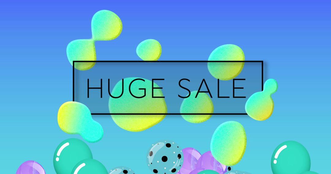 Colorful Sale Poster with Abstract Blobs and Balloons