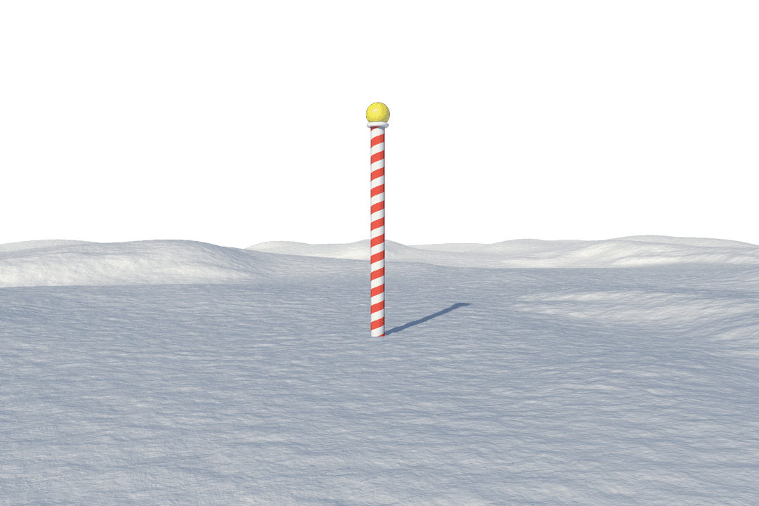 Transparent North Pole Marker on Snowy Field