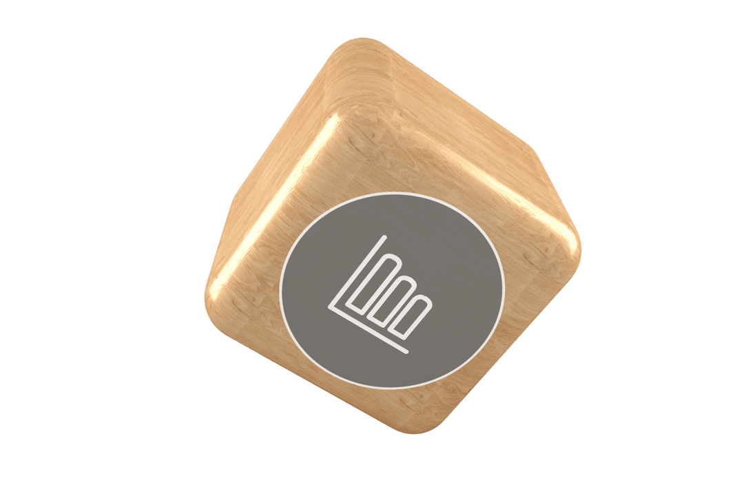 Transparent Wooden 3D Icon with Chart Symbol for Data Presentation