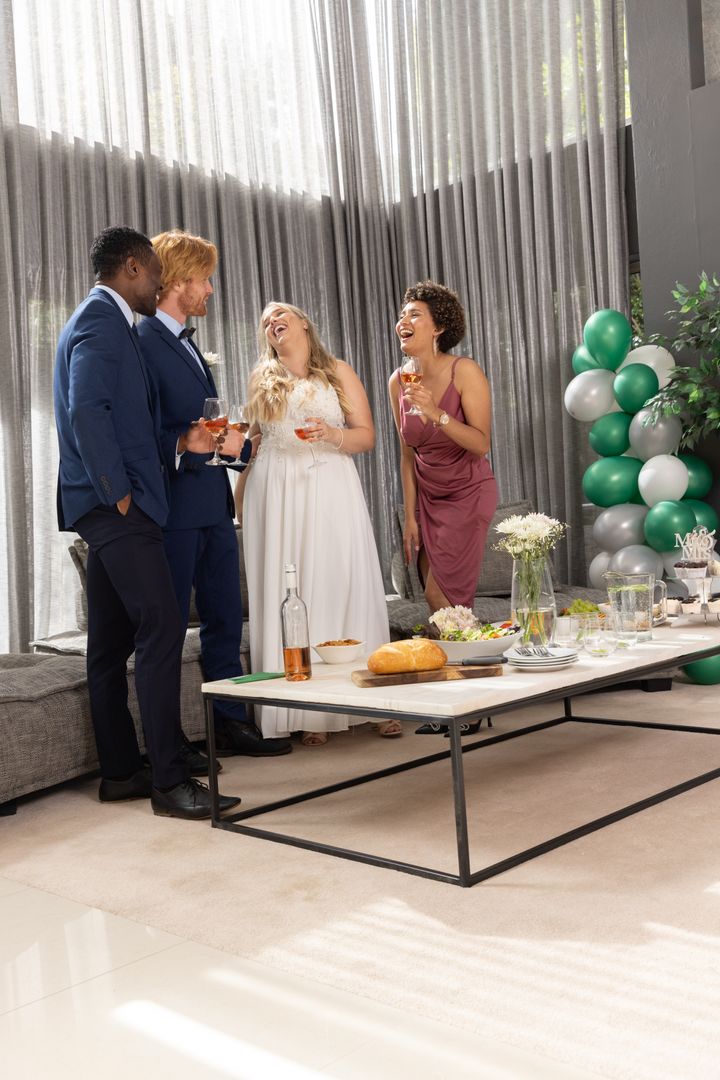 Elegant Wedding Reception with Diverse Group toasting