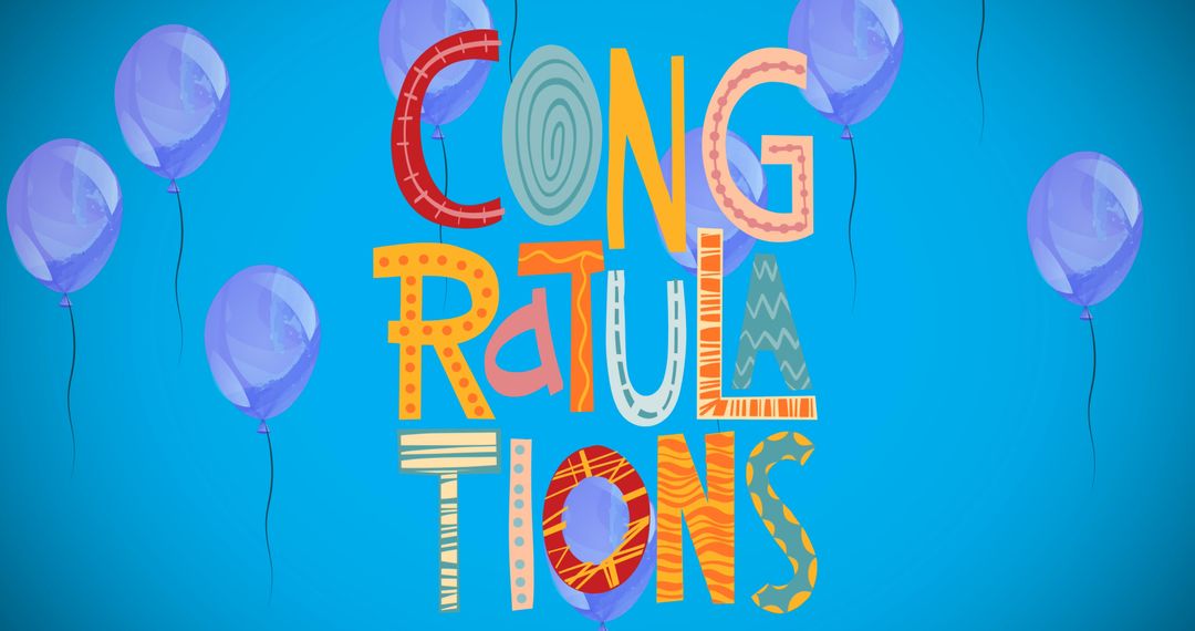 Colorful Congratulations on Blue Background with Balloons