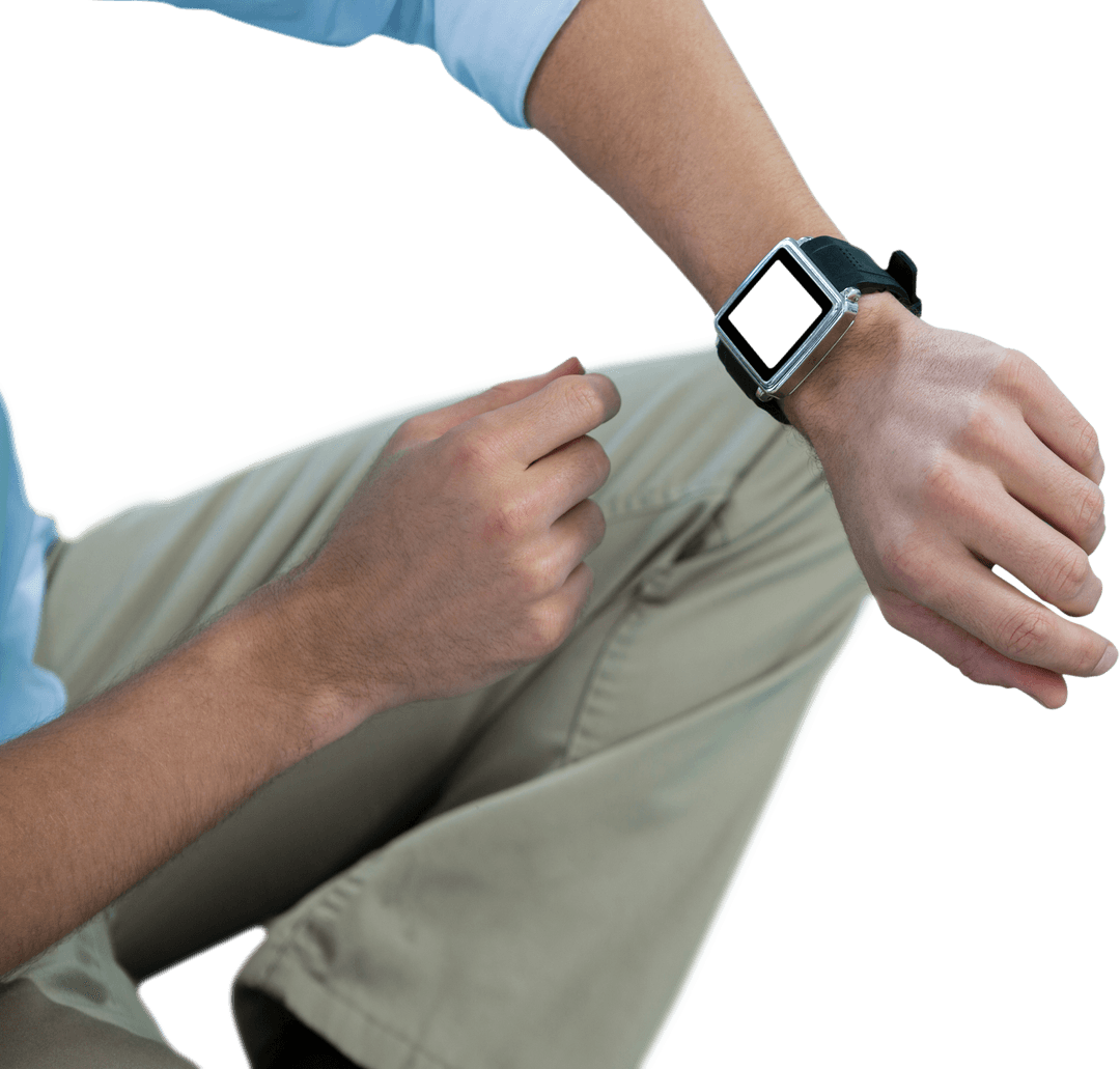 transparent view of man engaging with smartwatch on wrist - Download Free Stock Images Pikwizard.com
