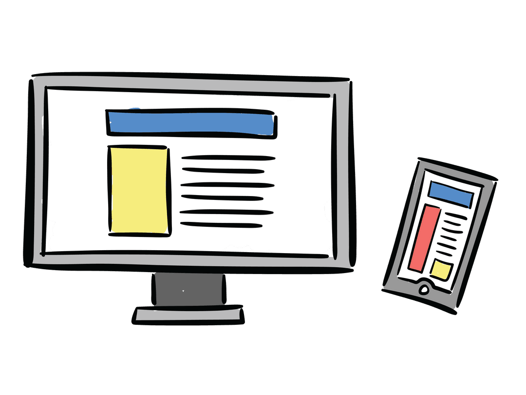 Transparent Computer and Smartphone Illustration on White Background