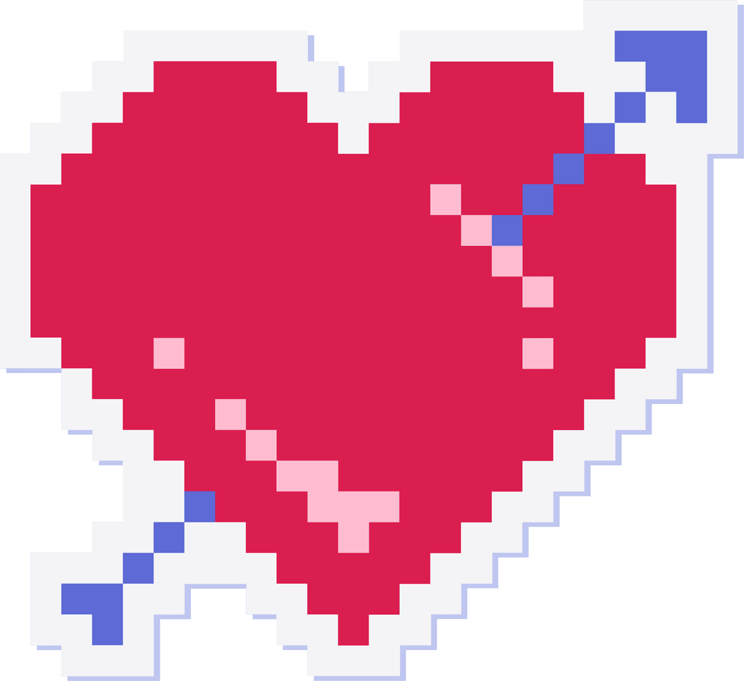 Pixel Heart with Piercing Arrow Transparent Background