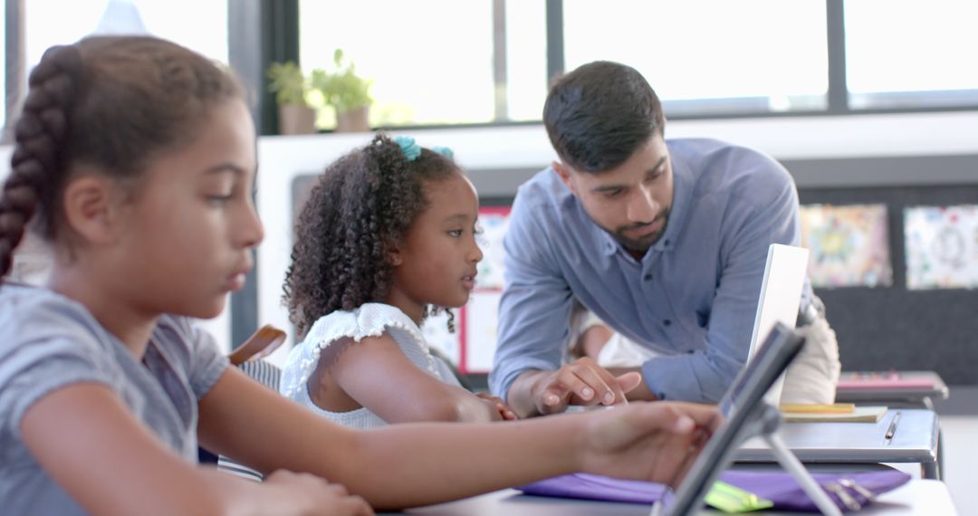 Teacher Conducting Interactive Lesson in Modern Classroom
