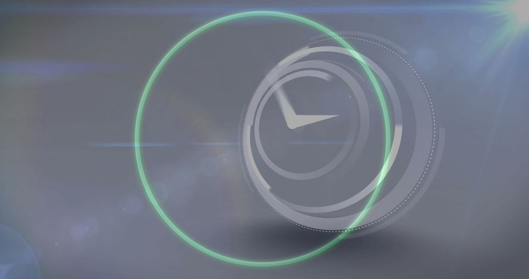 Futuristic Abstract Clock with Glowing Green Interface