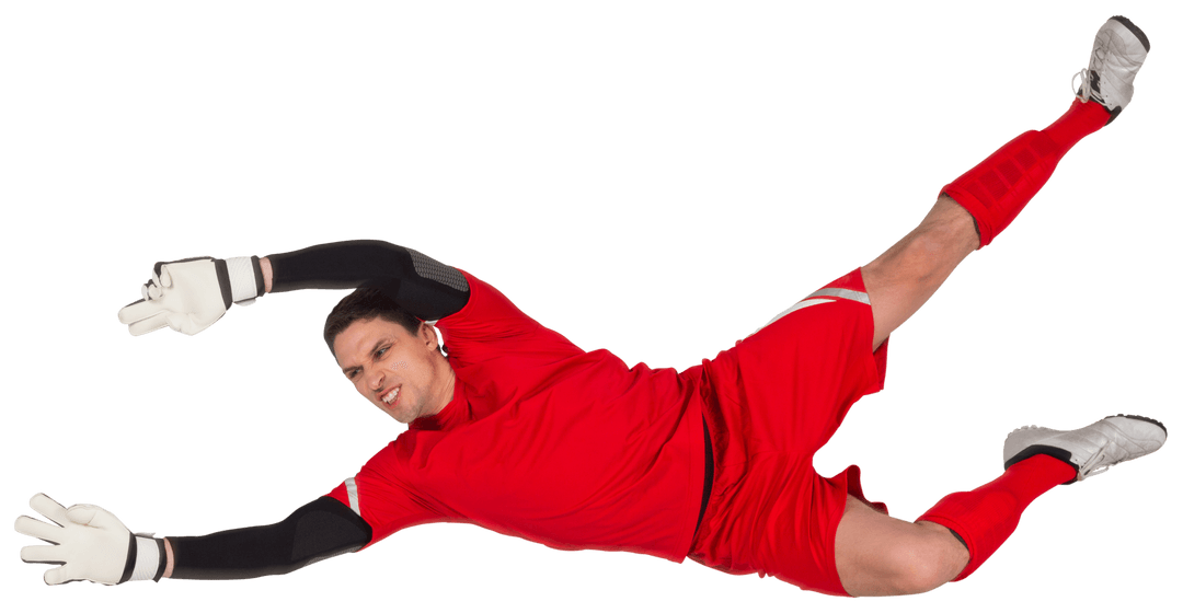 Goalkeeper in Action with Transparent Background