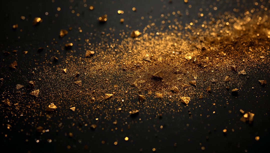 Luxurious Gold Glitter and Confetti on Dark Surface