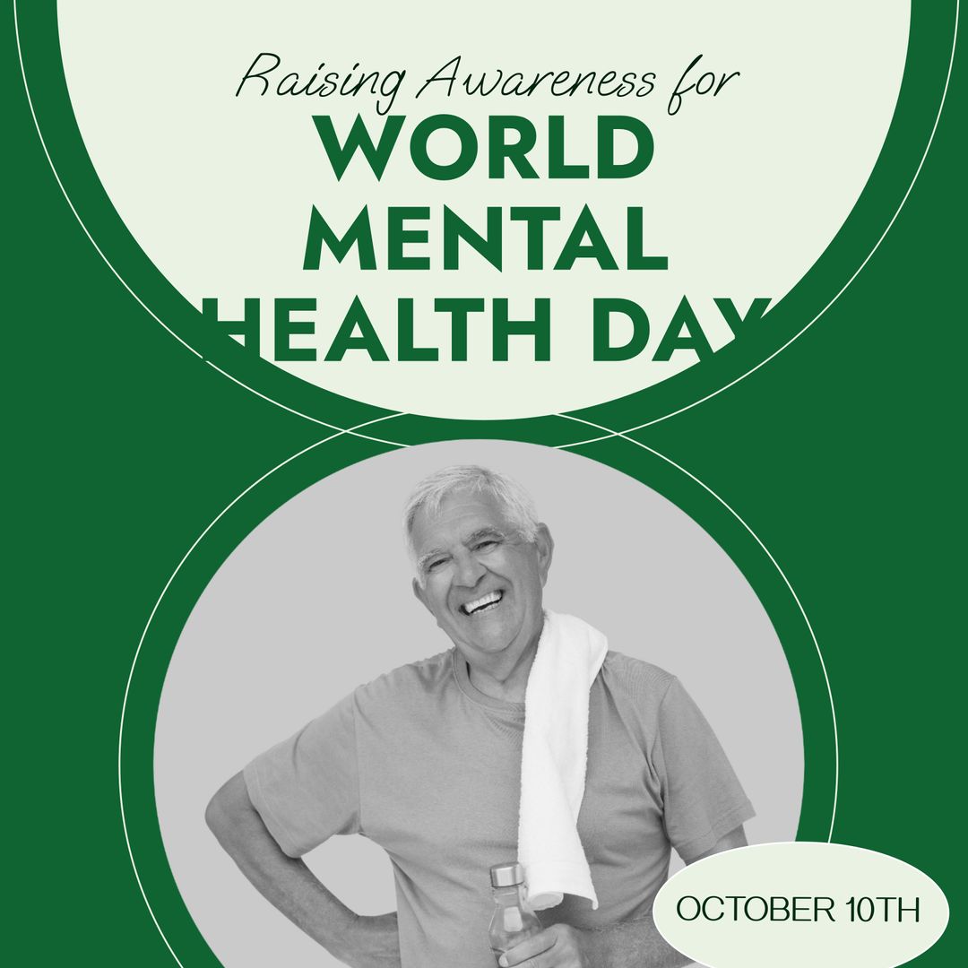 Smiling Senior Man Smiling for World Mental Health Day Awareness