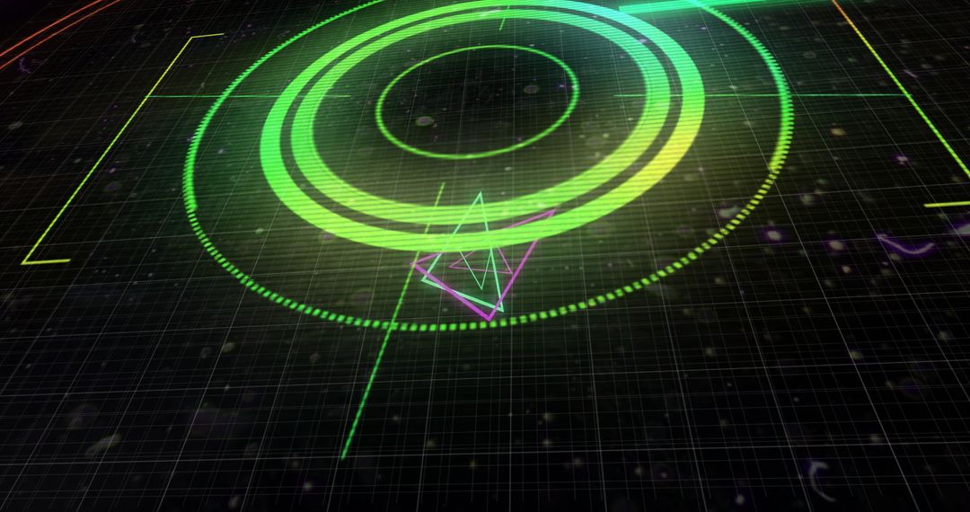 Abstract Neon Triangles with Digital Scanner Interface