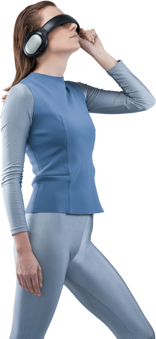 Woman Enjoying Virtual Wonder in Futuristic Environment with Augmented Reality