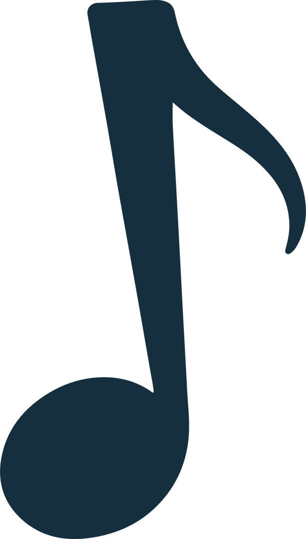 Stylized Dark Navy Blue Eighth Note on Transparent Background