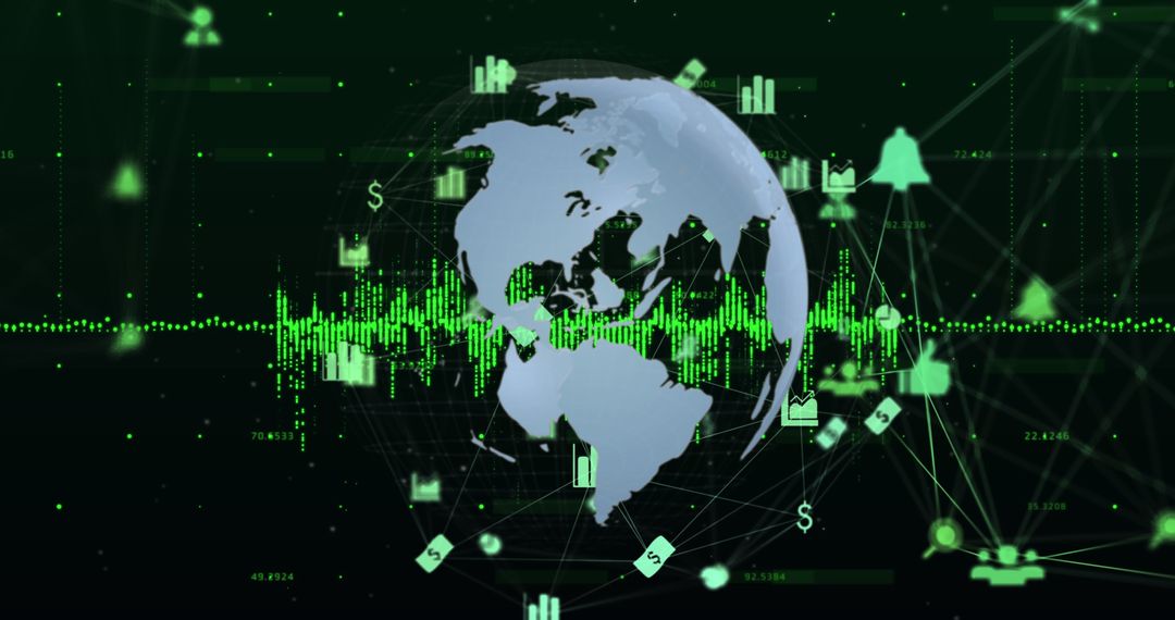 Global Business Digital Interface with Media Icons and Globe