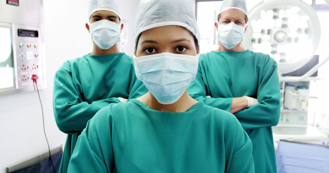 Multiracial Surgical Team Standing in Operating Room - Free Images, Stock Photos and Pictures on Pikwizard.com