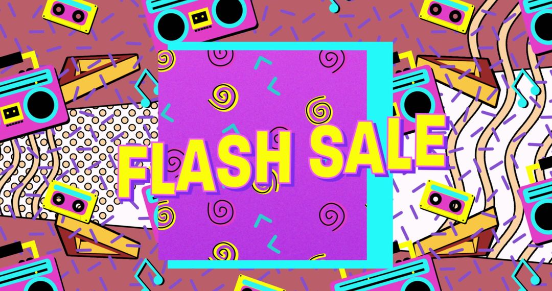 Vibrant Retro Flash Sale Banner With Colorful Pattern