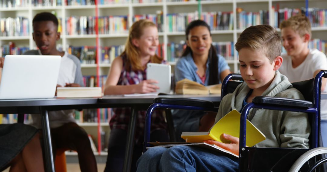 Diverse Students Learning Together in a Library