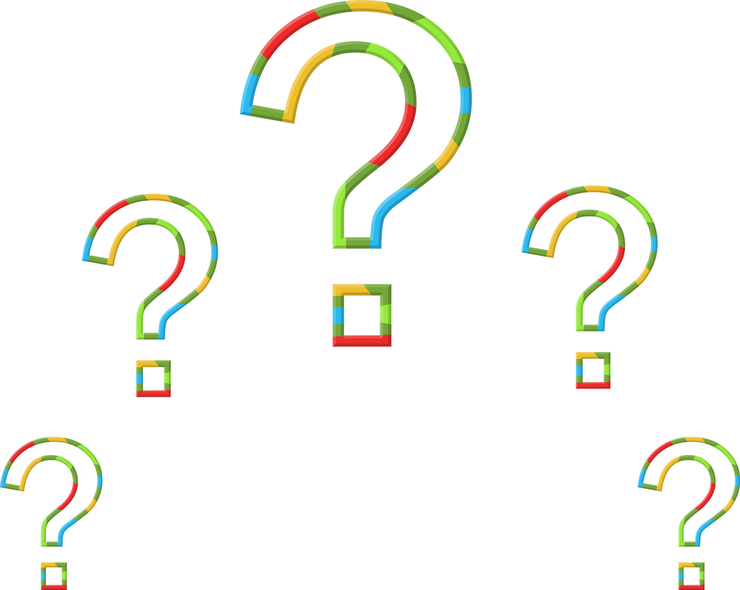 Colorful Transparent Question Mark Symbols on Clear Background