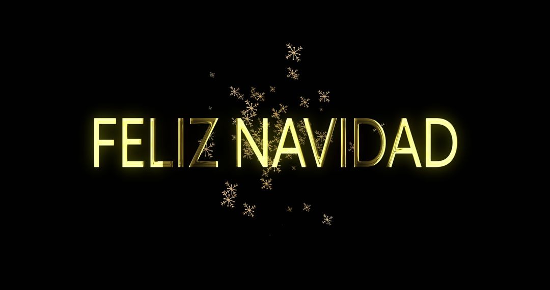Feliz Navidad Text with Snowflakes on Black Holiday Background