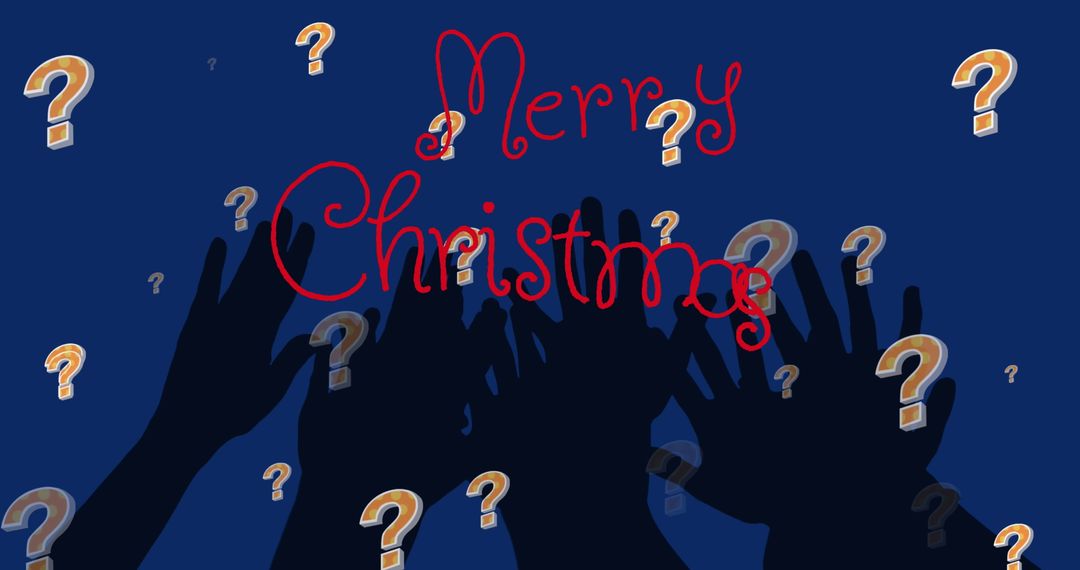 Crowd Raising Hands with Merry Christmas Message and Banners