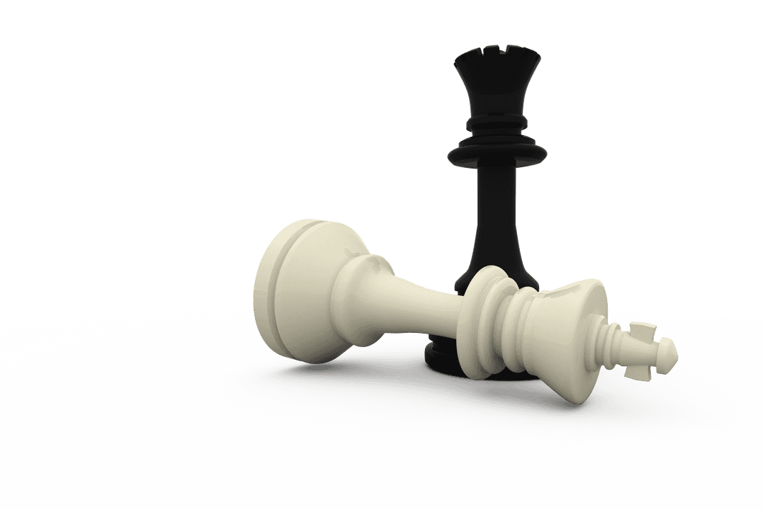 Black and White Chess Kings on Transparent Background